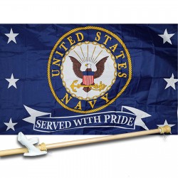 NAVY SERVED 3' x 5'  Flag, Pole And Mount.