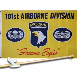 101ST SCREAMING EAGLES 3' x 5'  Flag, Pole And Mount.