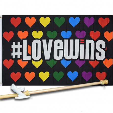 LOVE WINS 3' x 5'  Flag, Pole And Mount.
