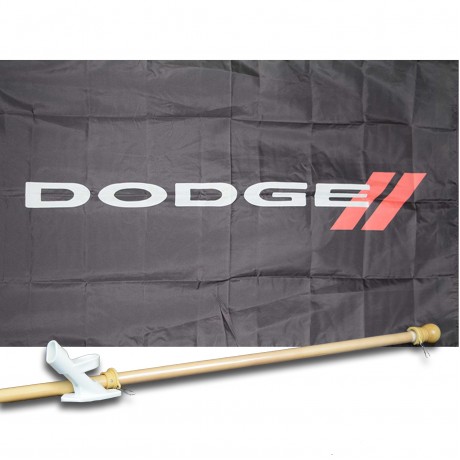 DODGE  3' x 5'  Flag, Pole And Mount.