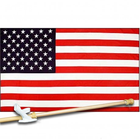 USA NYLON 3' x 5'  Flag, Pole And Mount.