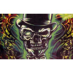 Green Skull with Tophat 3'x 5' Flag