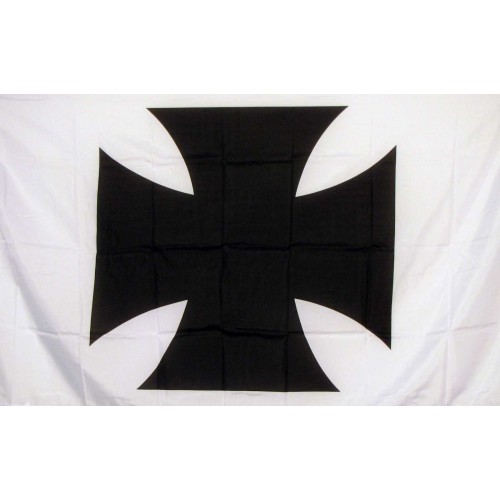 Maltese Cross White with Black Cross 3'x 5' Flag (F1563