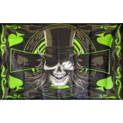 Skull Black with Green Spades 3'x 5' Flag