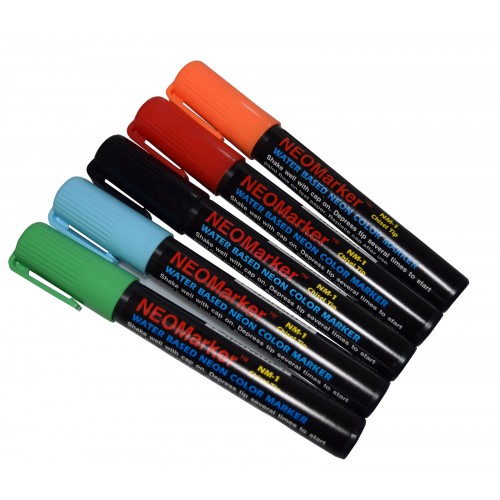 1/4 White Board Chisel Tip Waterproof Marker Pens - 5 Pc Set