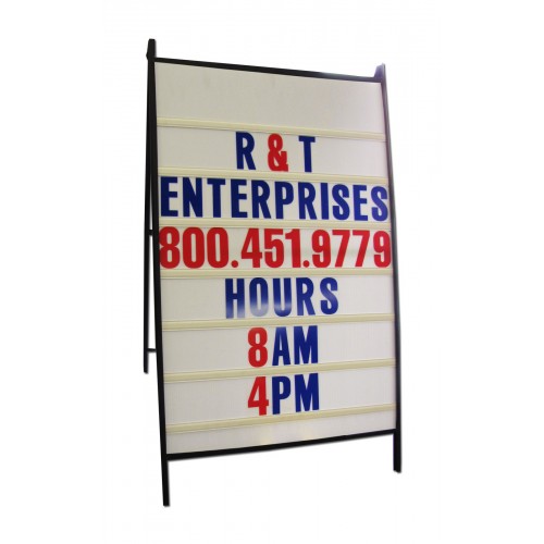 Sidewalk A-frame Sign With Letter Track Insert panels Blue Letters Red Numbers 