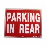 Parking In Rear Policy Business Sign