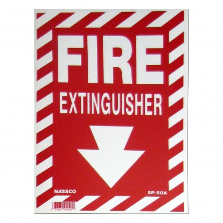 Fire Extinguisher/Arrow Policy Business Sign