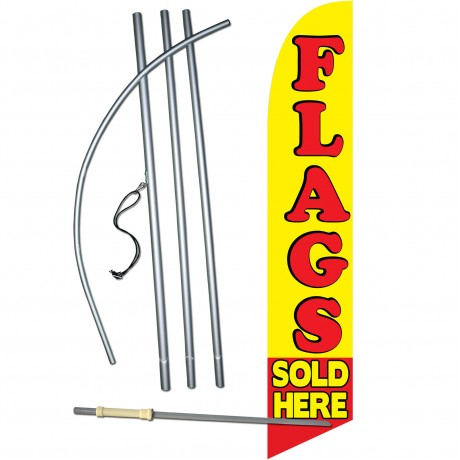 Flags Sold Here Yellow Windless Swooper Flag Bundle