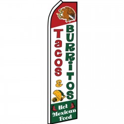 Tacos & Burritos Hot Mexican Food Swooper Flag