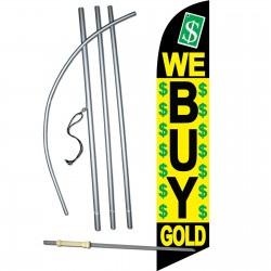 We Buy Gold Green Dollars Windless Swooper Flag Bundle
