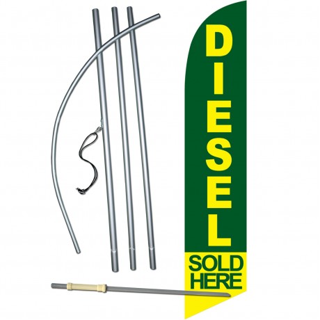 Diesel Sold Here Green Windless Swooper Flag Bundle