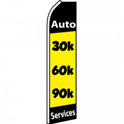 30K 60K 90K Auto Services Yellow Swooper Flag