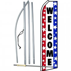 Welcome Red White Blue Swooper Flag Bundle