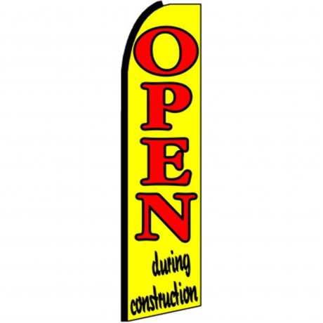 Open During Construction Extra Wide Swooper Flag
