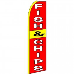 Fish & Chips Red Extra Wide Swooper Flag