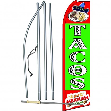 Tacos Green Extra Wide Swooper Flag Bundle