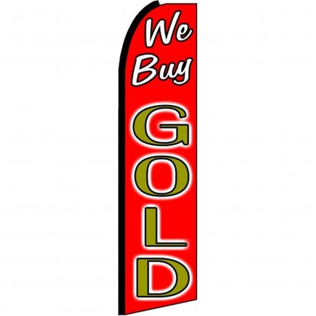We Buy Gold Red Extra Wide Swooper Flag
