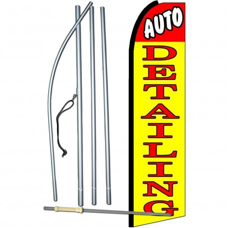 Auto Detailing Yellow Extra Wide Swooper Flag Bundle