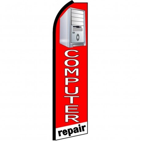 Computer Repair Red White Extra Wide Swooper Flag
