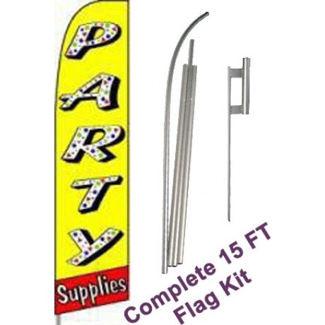 Party Supplies Extra Wide Swooper Flag Bundle