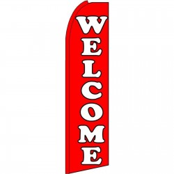Welcome Red Extra Wide Swooper Flag