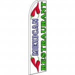 Mexican Restaurant White Green Extra Wide Swooper Flag