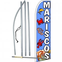 Mariscos (Seafood) Blue Extra Wide Swooper Flag Bundle