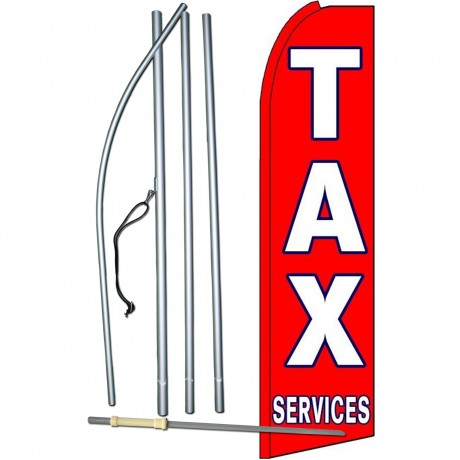 Tax Services Red Extra Wide Swooper Flag Bundle