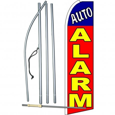 Auto Alarm Red Extra Wide Swooper Flag Bundle
