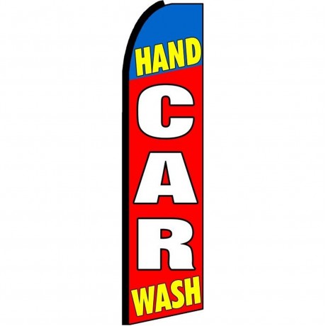 Hand Car Wash Red Blue Extra Wide Swooper Flag