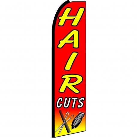 Hair Cuts Red Extra Wide Swooper Flag