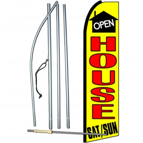 Open House Saturday Sunday Extra Wide Swooper Flag Bundle