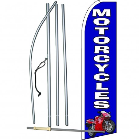 Motorcycles Blue Extra Wide Swooper Flag Bundle