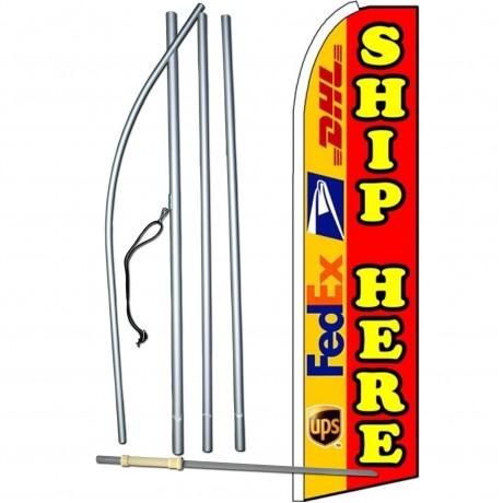 Ship Here Extra Wide Swooper Flag Bundle