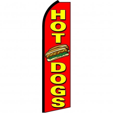 Hot Dogs Red Extra Wide Swooper Flag