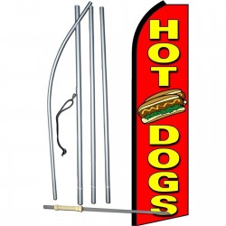 Hot Dogs Red Extra Wide Swooper Flag Bundle