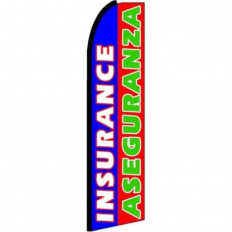 Insurance Aseguranza Blue Red Extra Wide Swooper Flag