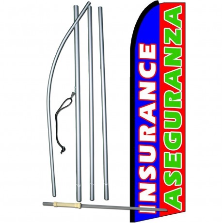 Insurance Aseguranza Blue Red Extra Wide Swooper Flag Bundle