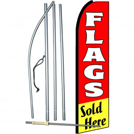 Flags Sold Here Red Extra Wide Swooper Flag Bundle