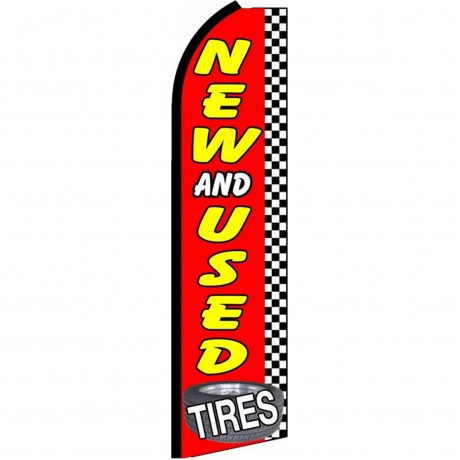 New And Used Tires Checkered Extra Wide Swooper Flag