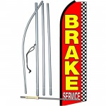 Brake Service Red Checkered Extra Wide Swooper Flag Bundle