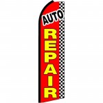 Auto Repair Red Checkered Extra Wide Swooper Flag