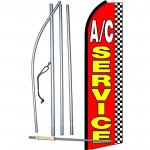 A/C Service Checkered Extra Wide Swooper Flag Bundle