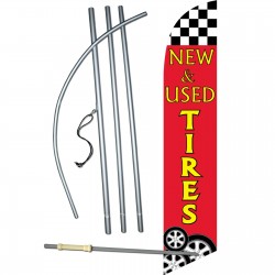 New & Used Tires Red Windless Swooper Flag Bundle