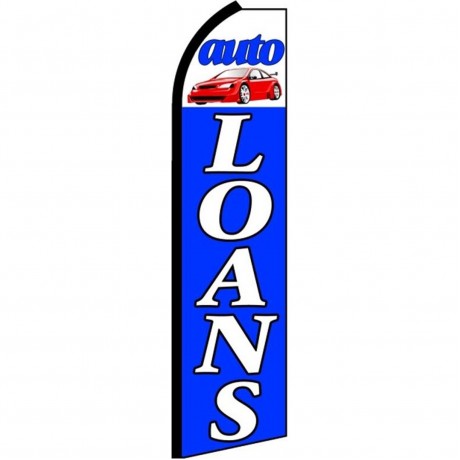 Auto Loans White Blue Extra Wide Swooper Flag