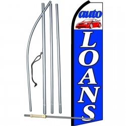 Auto Loans White/Blue Extra Wide Swooper Flag Bundle