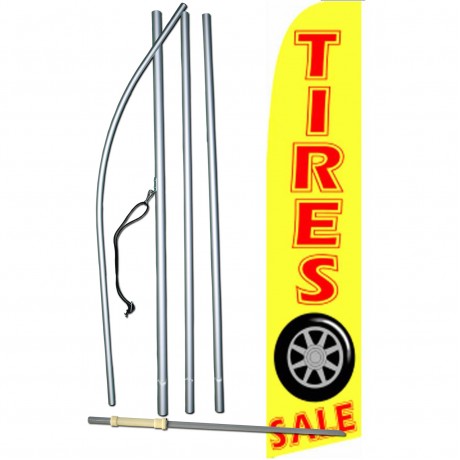 Tires Sale Yellow Extra Wide Swooper Flag Bundle