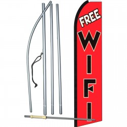 Free WiFi Black/Red Extra Wide Swooper Flag Bundle
