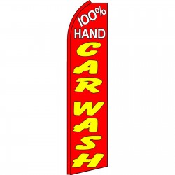 100% Hand Car Wash Red Yellow Extra Wide Swooper Flag